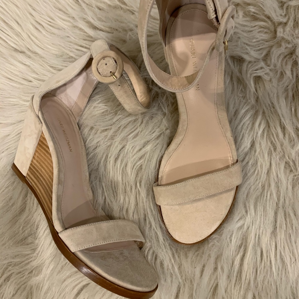 Stuart Weitzman Harbor Suede Wedge Sandal